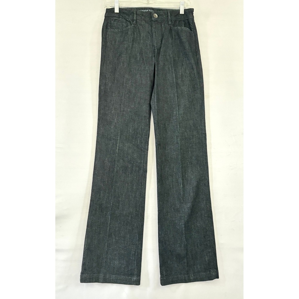 Banana‎ Republic Womens Dark Wash Trouser Jeans Wide Leg High Rise Denim Blue 29